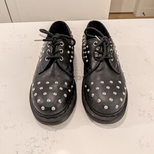 Dr. Martens Black Studded Leather Oxford Sneakers